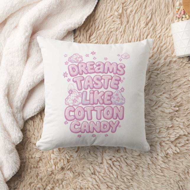 Coussin Typographie Rêveuse Rose Mignonne (Couverture)
