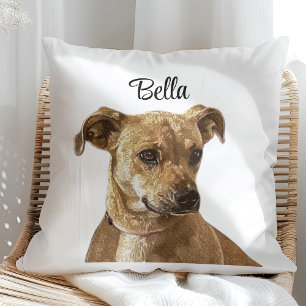 Coussin Typographie simple Personnalisée Image de chien pe