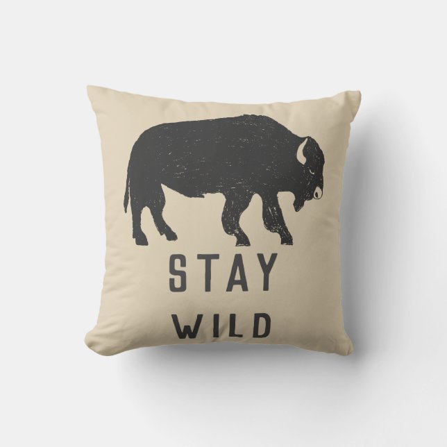 Coussin Typographie Stay Wild Buffalo (Recto)