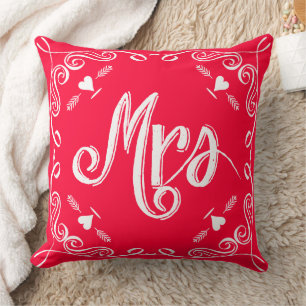 Coussin Typographie Tableau Noir Mme Mariée Rose ou Toute 