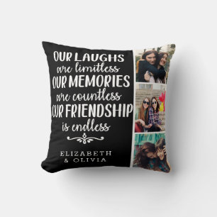 Coussin Typographie tendance Meilleurs Amis Noms photo Col