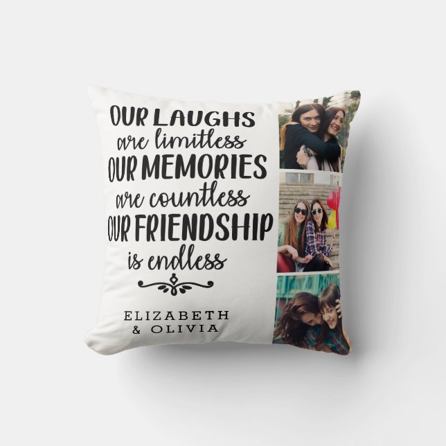 Coussin Typographie tendance Meilleurs Amis Noms photo Col (Recto)