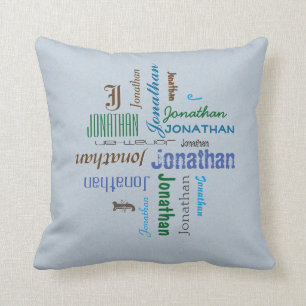 Coussin Typographie tout collage de nom personnel sur