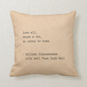 Coussin Typowriter William Shakespeare Love All