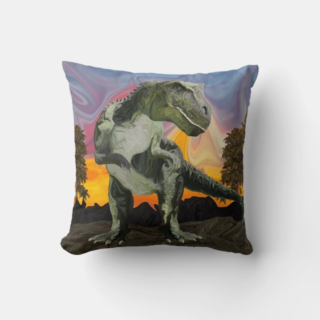 Coussin Tyrannosaurus Rex à l'heure crépusculaire (Recto)
