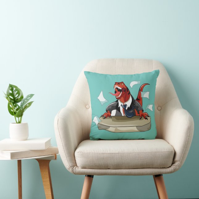 Coussin Tyrannosaurus Rex Boss Assis À Un Bureau. (Chaise)