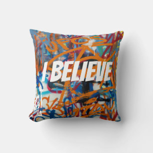 Coussin Ufos je crois les couleurs grafitti