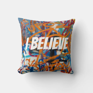 Coussin Ufos je crois les couleurs grafitti