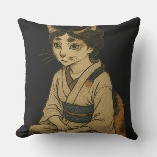 Coussin Ukiyo-e style calico cat cover