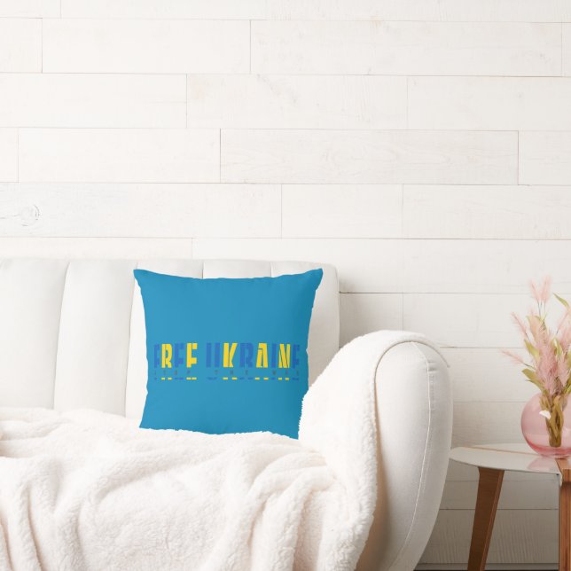 Coussin Ukraine libre sur fond bleu (Canapé)