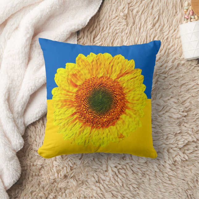 Coussin Ukraine Tournesol & drapeau ukrainien / Fleur (Couverture)