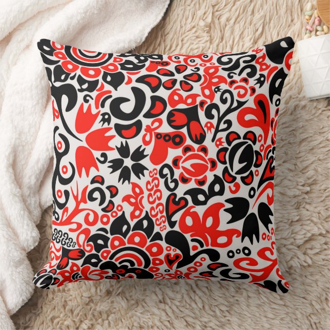 Coussin Ukrainian ethnic folk art floral pattern absrtact  (Couverture)