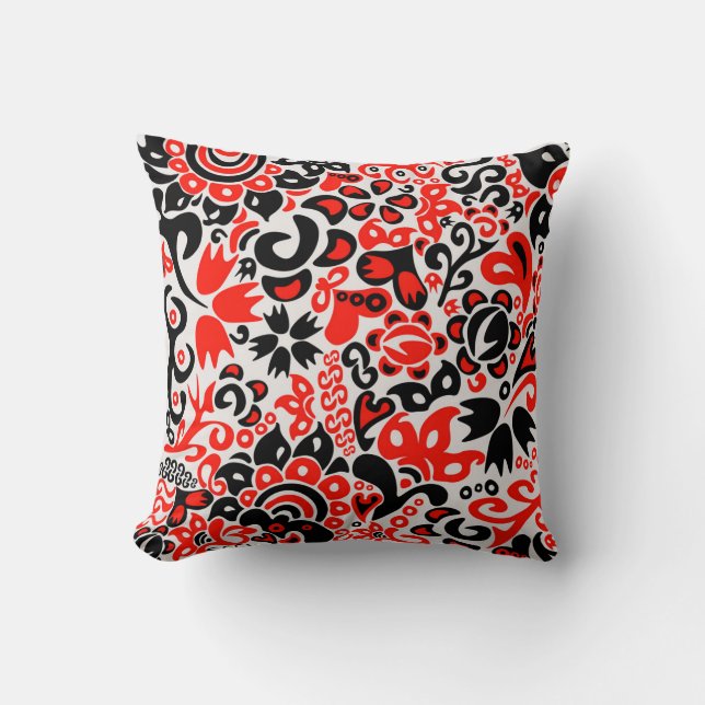 Coussin Ukrainian ethnic folk art floral pattern absrtact  (Recto)