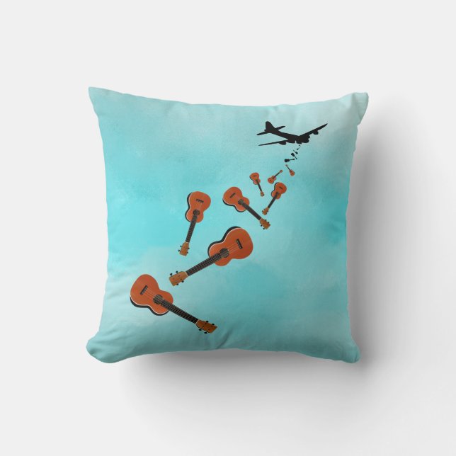 Coussin Ukuleles qui descendent de et d'avion (Recto)
