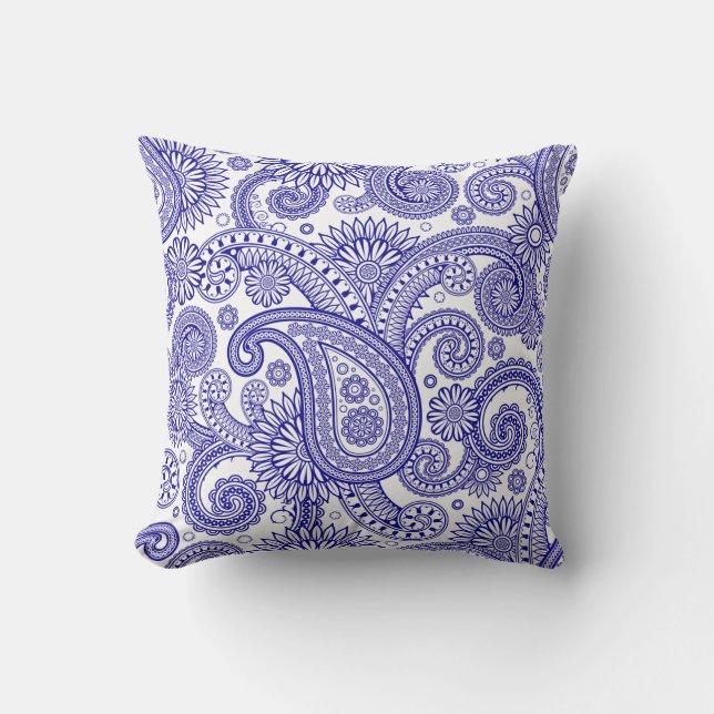 Coussin Ultramarine Paisley Floral Swirl (Recto)