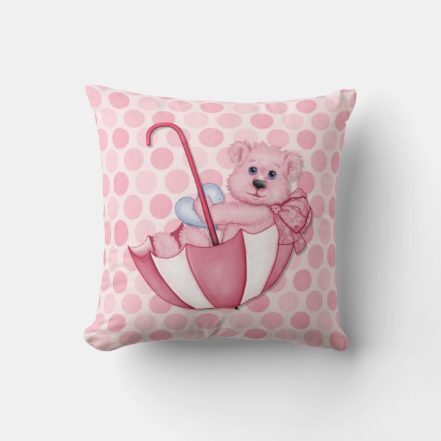 Coussin Umbrella Teddy Pois Pink Keepsaké (Recto)