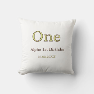 Coussin un 1er anniversaire vert marron pastel gras nom da