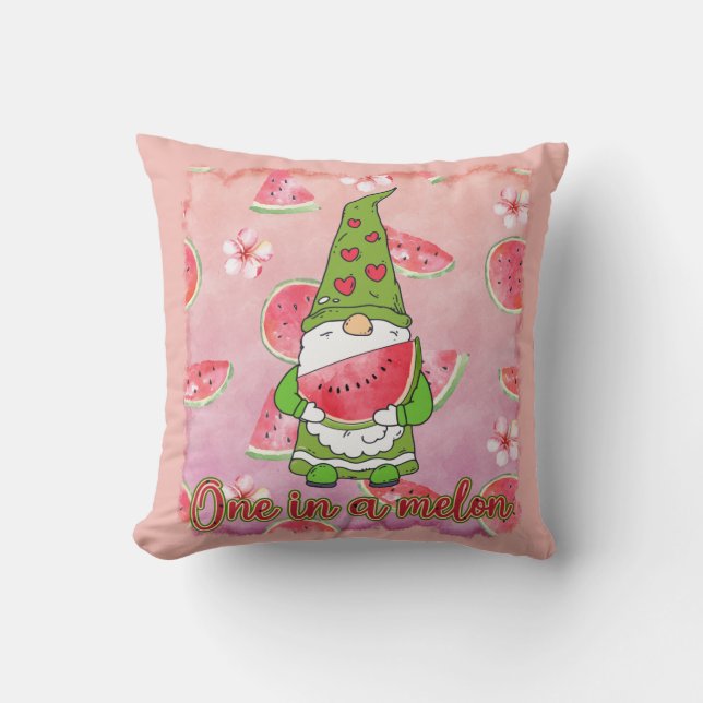 Coussin Un à Melon | Green Gnome & Watermelon (Recto)