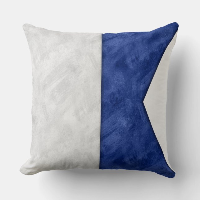 Coussin Un Alfa / Alpha Aquarelle Signal Nautique Maritime (Recto)