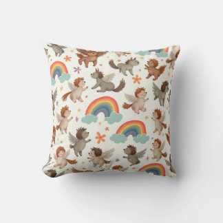 Coussin un ange animal courant au ciel
