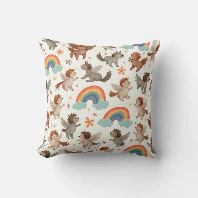 Coussin un ange animal courant au ciel (Recto)