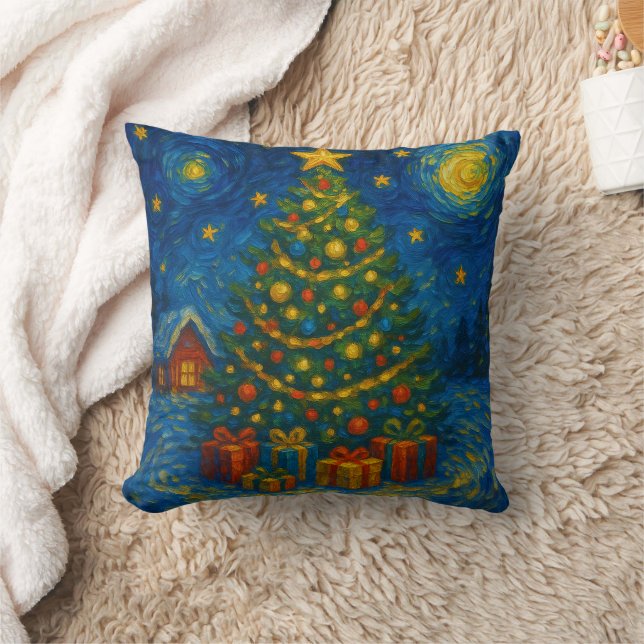 Coussin Un arbre de Noël sensuel à la Van Gogh (Couverture)