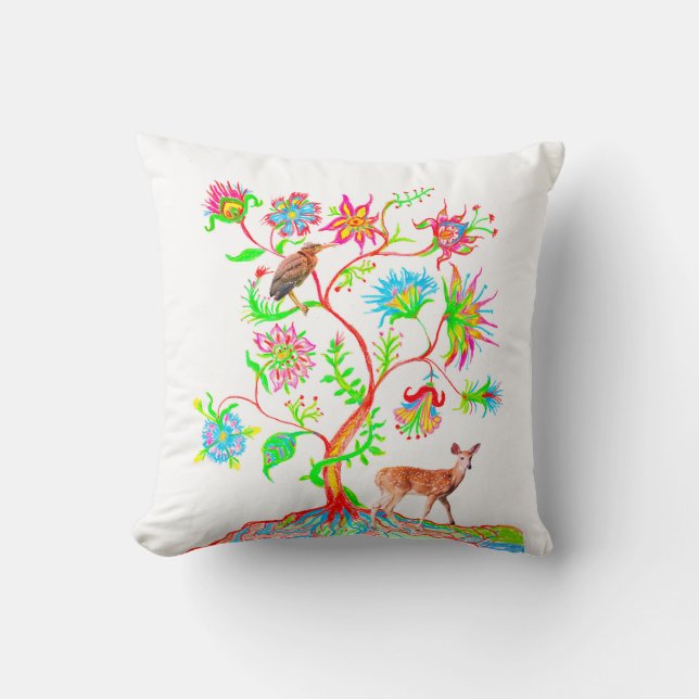 Coussin Un arbre de vie, un oiseau, et un fief (Recto)