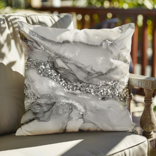 Coussin Un arrière-plan en marbre argenté et blanc luxueux