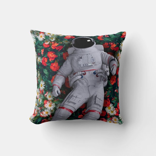 Coussin Un astronaute dans les fleurs (Recto)