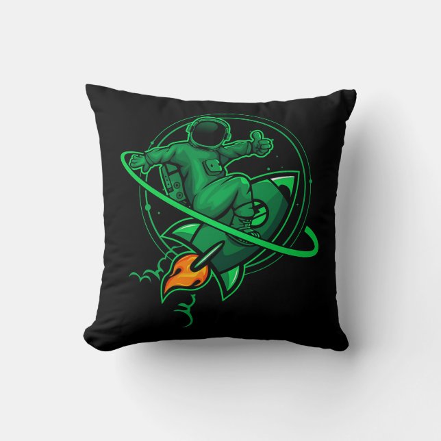Coussin Un Astronaute Sur Une Fusée Autour De Saturn Artwo (Recto)