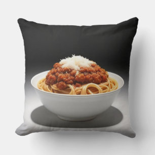 Coussin Un bol de Spaghetti Bolognese au fromage sur le de
