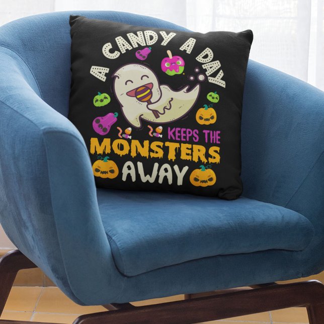 Coussin Un Bonbon Par Jour Empêche Les Monstres D'Hallowee (Créateur téléchargé)