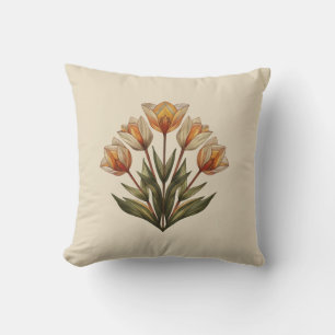 Coussin Un bouquet de tulipes crémeuses jeté sur un oreill