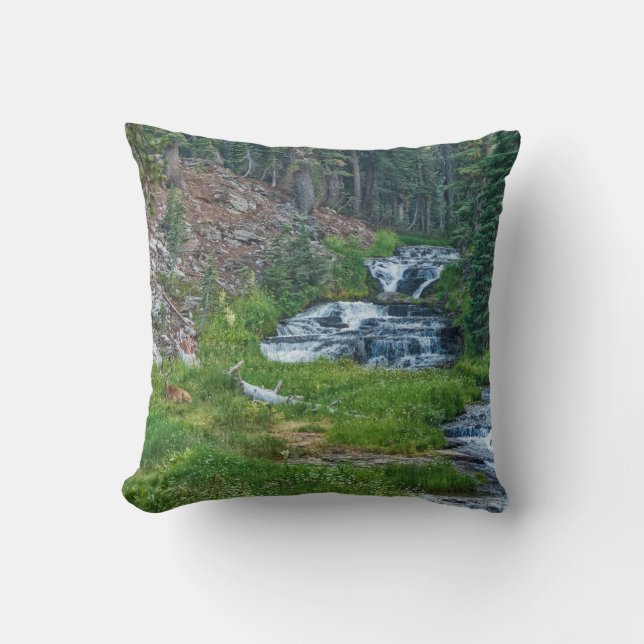 Coussin Un canard repose sur une rivière en cascade (Recto)