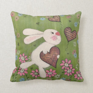 Coussin Un certain lapin vous aime - art d'enfants de