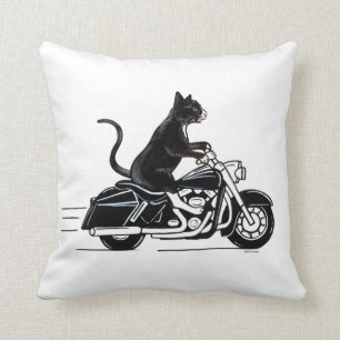 Coussin Un Chat Noir À La Moto