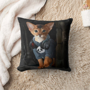 Coussin Un chaton abyssinien en chandail