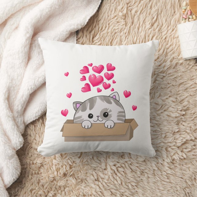 Coussin Un chaton mignon qui regarde hors d'une boîte (Couverture)