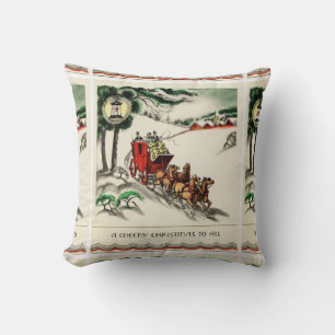 Coussin Un Cheval et un Carriage de Noël