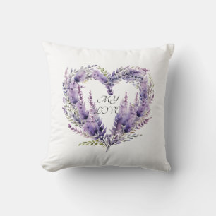 Coussin Un coeur de lavande. Floral violet Motif
