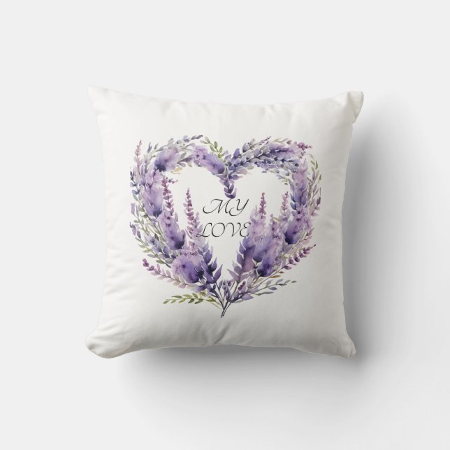 Coussin Un coeur de lavande. Floral violet Motif (Recto)