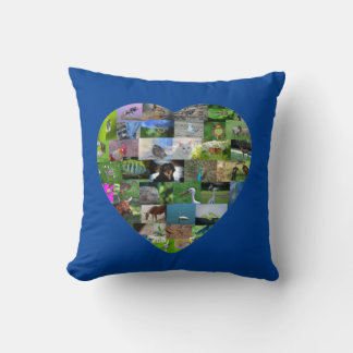 Coussin Un cœur pour les animaux - en bleu