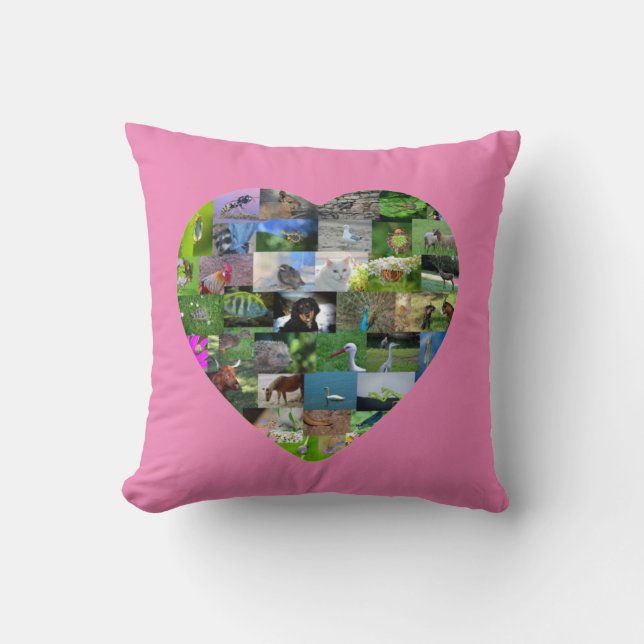 Coussin Un cœur pour les animaux - en rose (Recto)