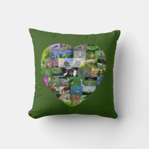Coussin Un cœur pour les animaux - en vert