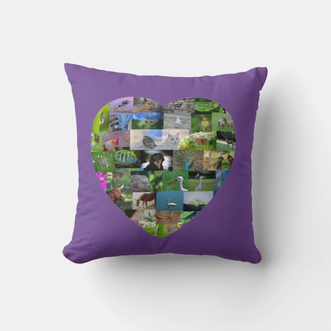 Coussin Un cœur pour les animaux - en violet (Recto)