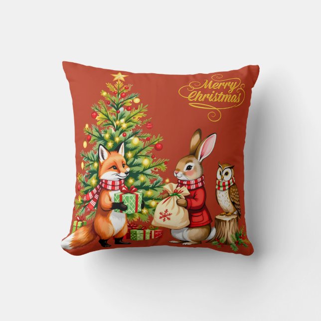Coussin Un conte de Noël en forêt (Recto)