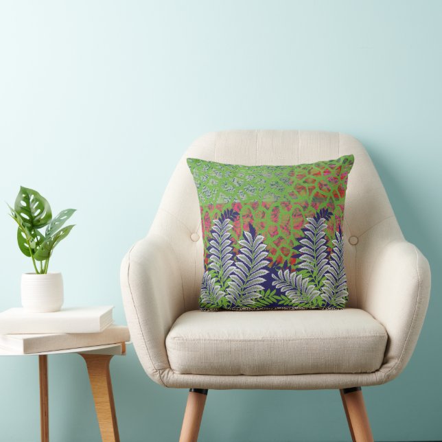 Coussin un design de motif vert et jaune (Chaise)