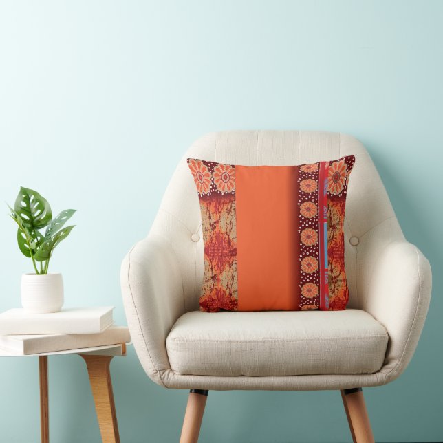 Coussin un design d'un motif rouge et or (Chaise)