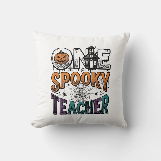 Coussin Un design vectoriel Halloween d'un professeur effr (Recto)