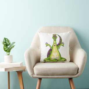Coussin Un Dinosaure Iguanodon Qui Fait Du Yoga.